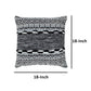 18 X 18 Jacquard Square Decorative Cotton Accent Throw Pillow With Soft Boho Tribal Pattern Black White