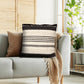 18 X 18 Square Cotton Decor Accent Throw Pillow Herringbone Design Embroidery Cream Black