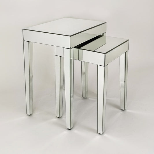 Set Of 2 Beveled Mirror Nesting Tables