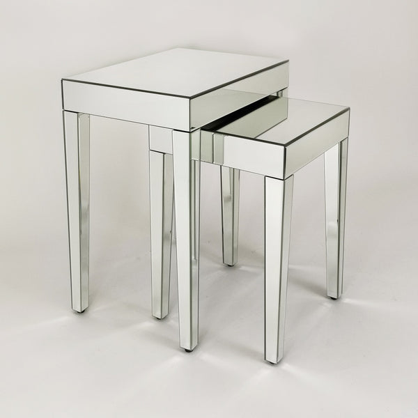 Set Of 2 Beveled Mirror Nesting Tables