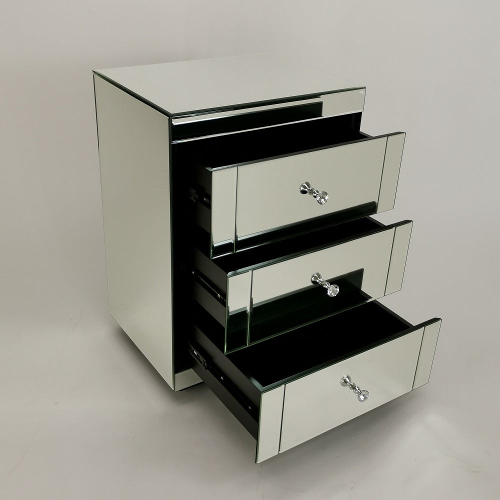Beveled Mirror With Metal Frame Side Table-zoom-3