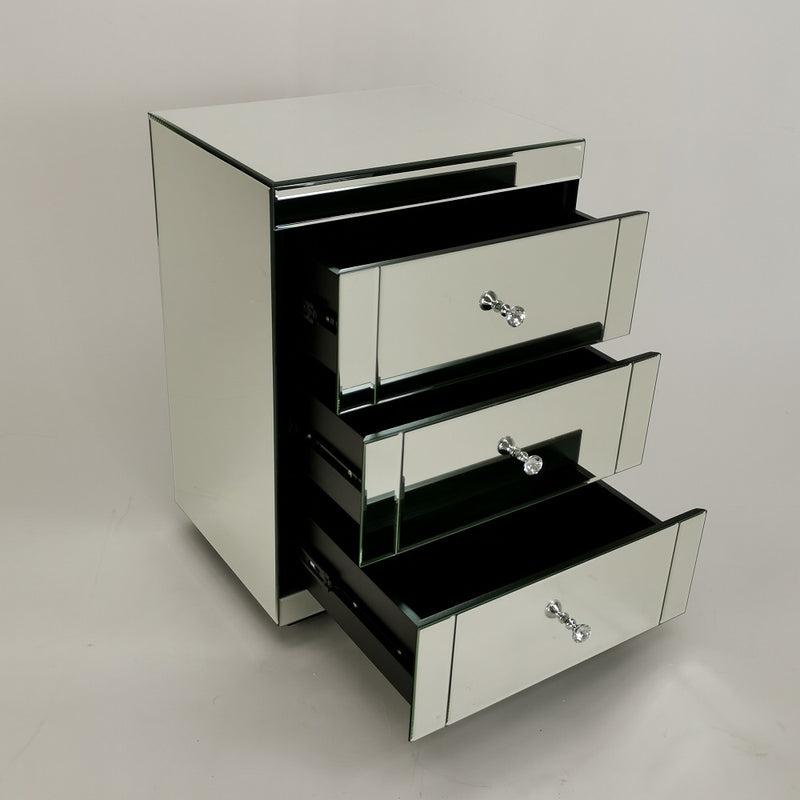 Beveled Mirror With Metal Frame Side Table-zoom-