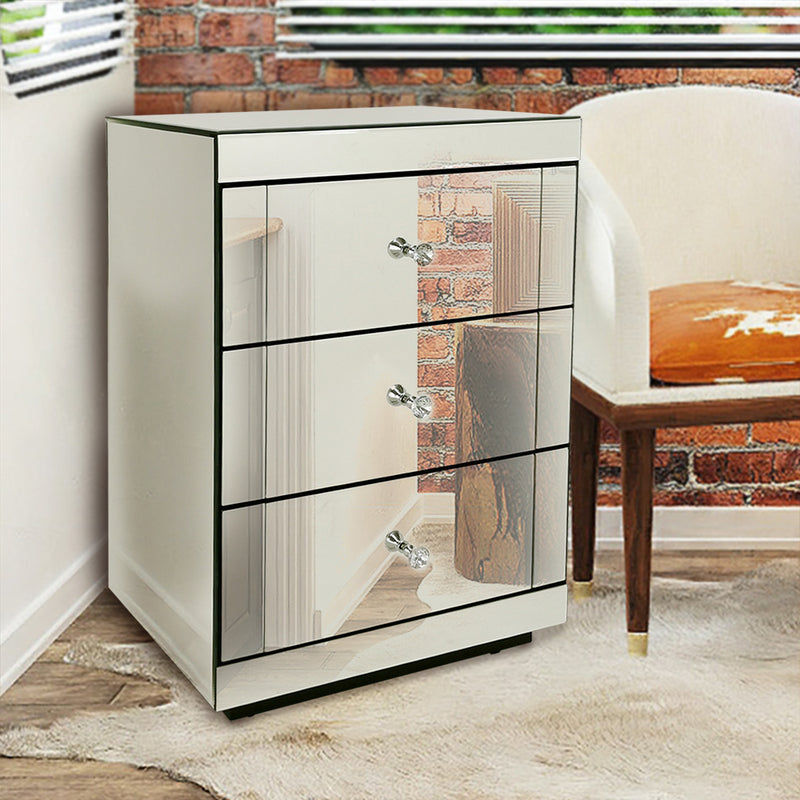 Beveled Mirror With Metal Frame Side Table-zoom-