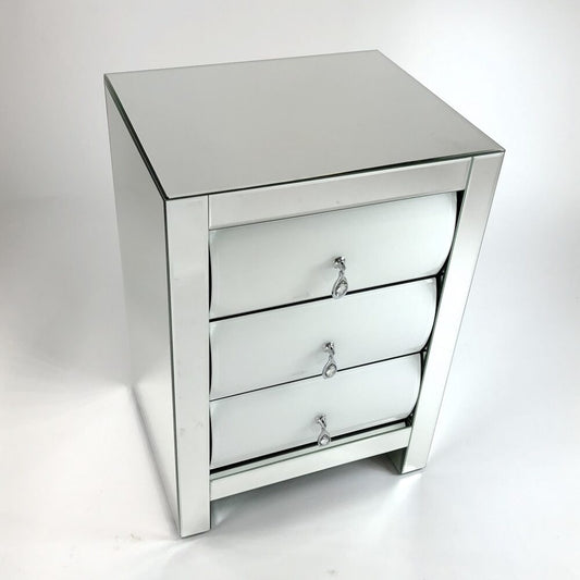 Hot Curved Glass Chest Of 3 Drawers