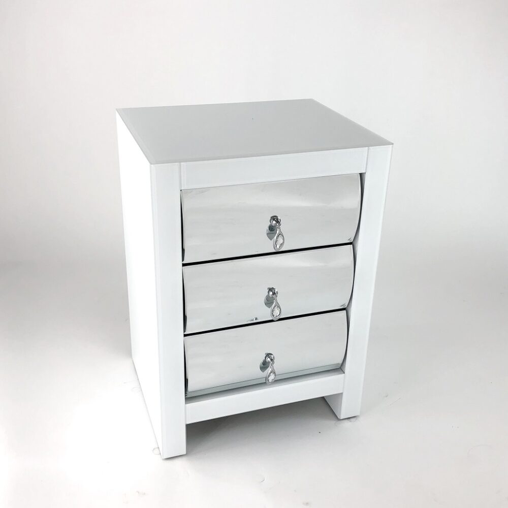 Hot Curved Glass Chest Of 3 Drawers