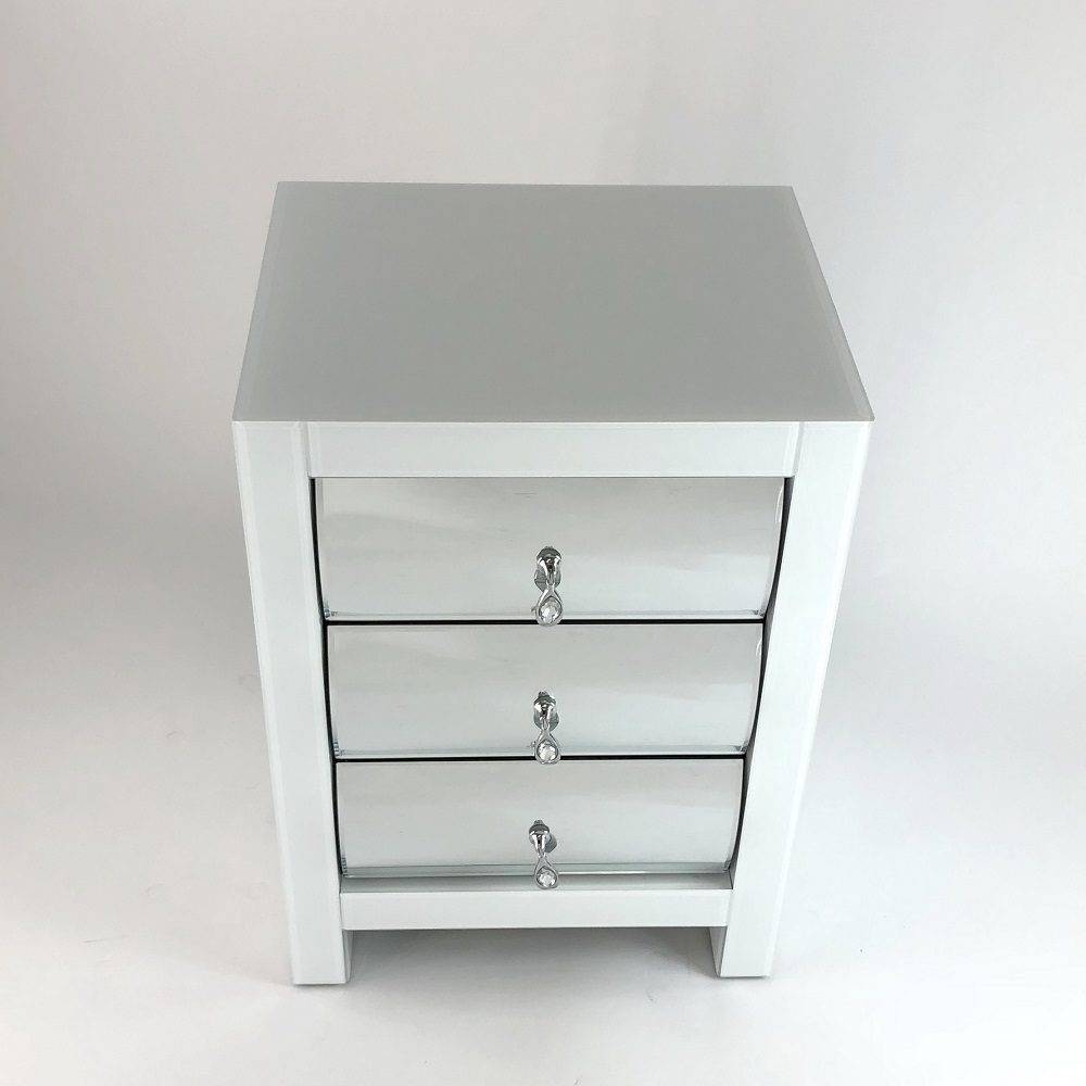 Hot Curved Glass Chest Of 3 Drawers