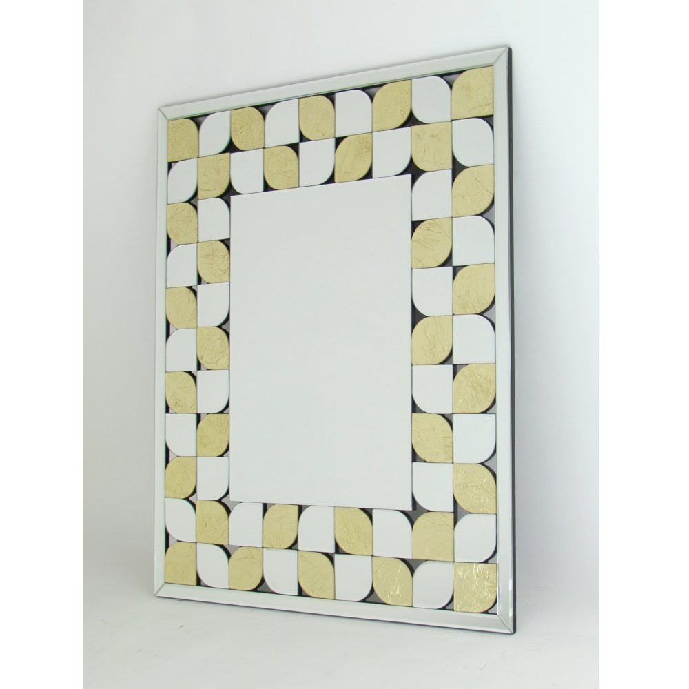 Beveled Rectangled Mirror Gold Leaf Design-zoom-1
