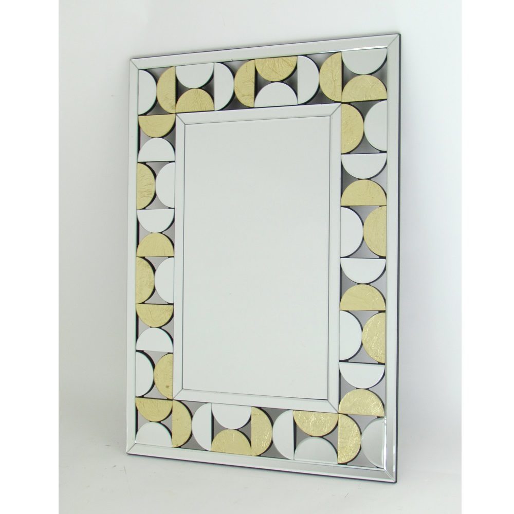 Beveled Rectangled Mirror Gold Leaf Design