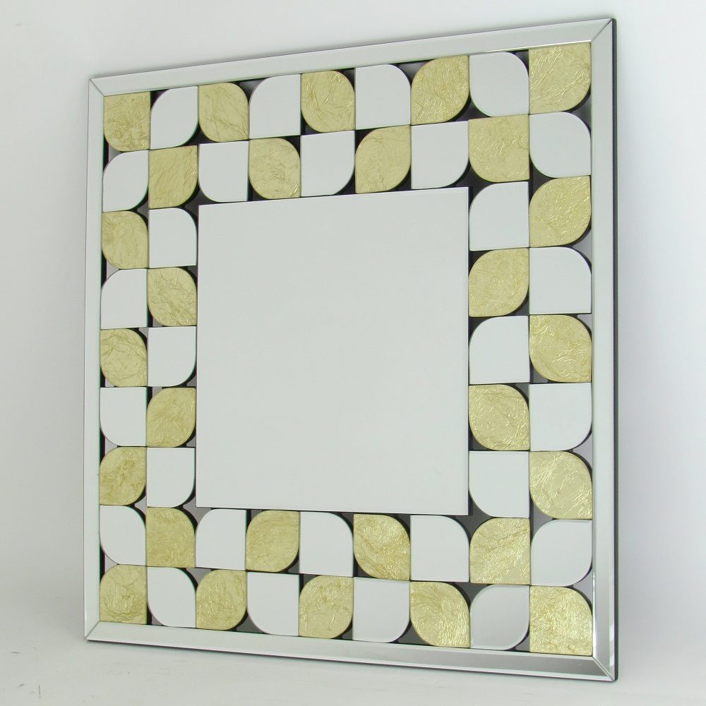 Beveled Squared Mirror Gold Leaf Design-zoom-1