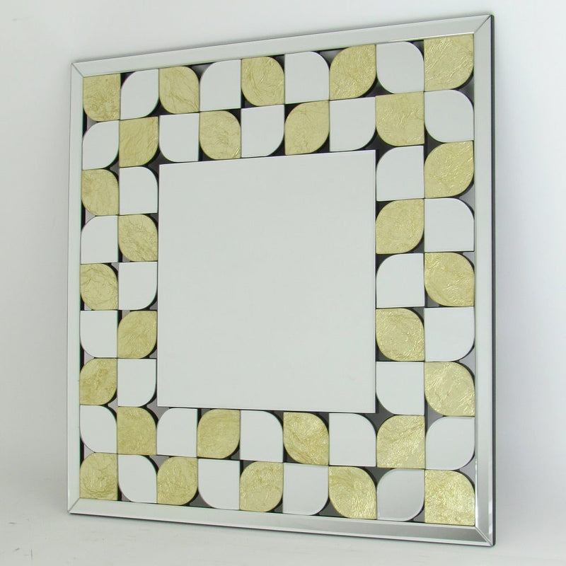 Beveled Squared Mirror Gold Leaf Design-zoom-