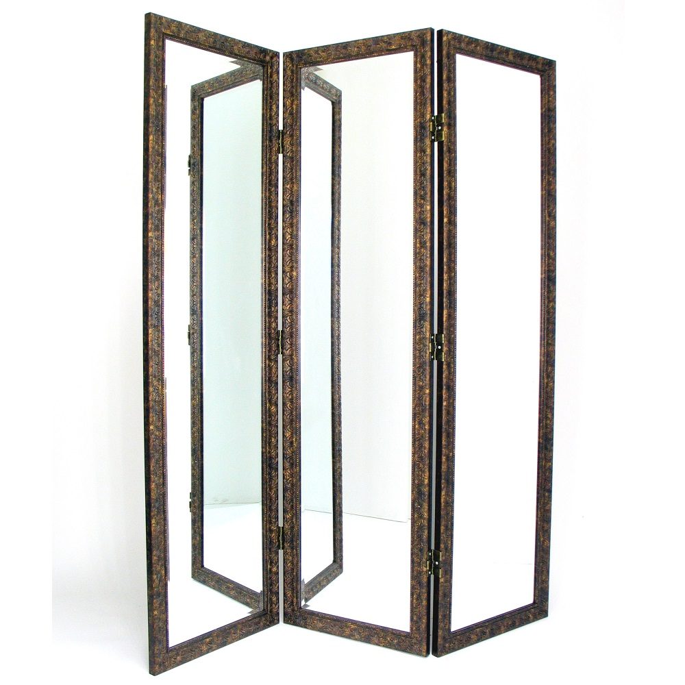 Full Size Dressing Room Divider Brown Gold-zoom-1