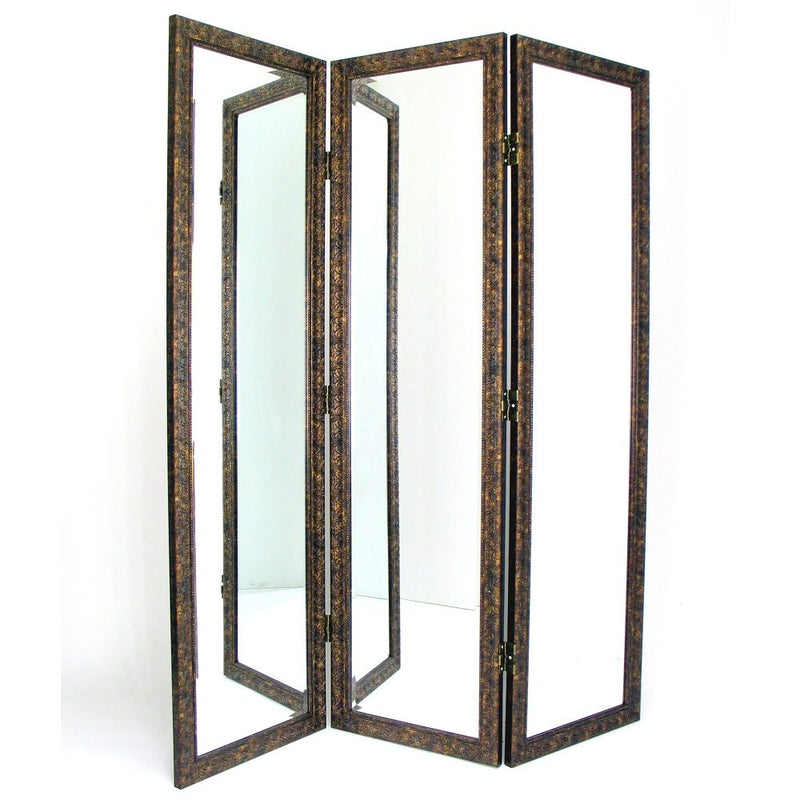 Full Size Dressing Room Divider Brown Gold-zoom-