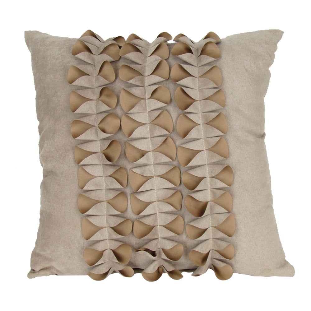 Beige Suede Circle Cutout Decorative Pillow 18"X18"-zoom-1
