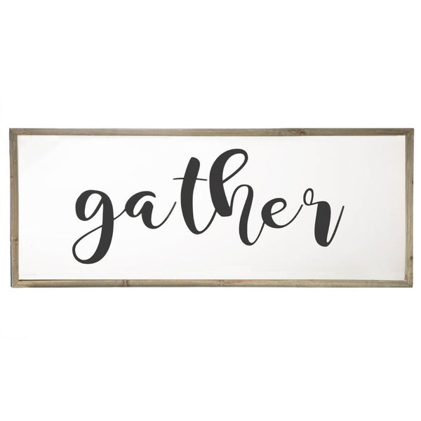 39 Inch Rectangle Wall Decor Gather Script White