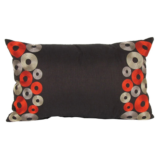 Embroidered Circles Decorative Pillow 20"X12"