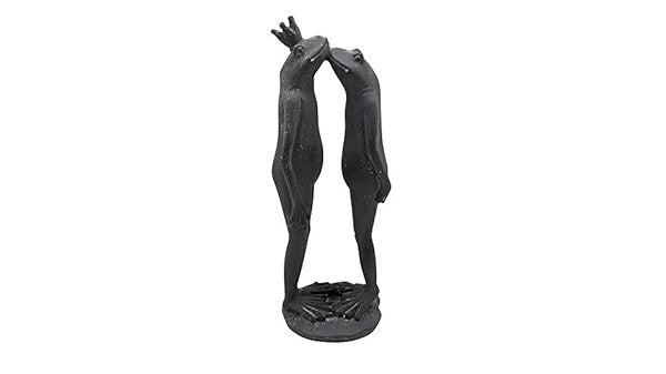 16 Inches Resin 2 Standing And Loving Frogs Accent Decor With Round Base, Black