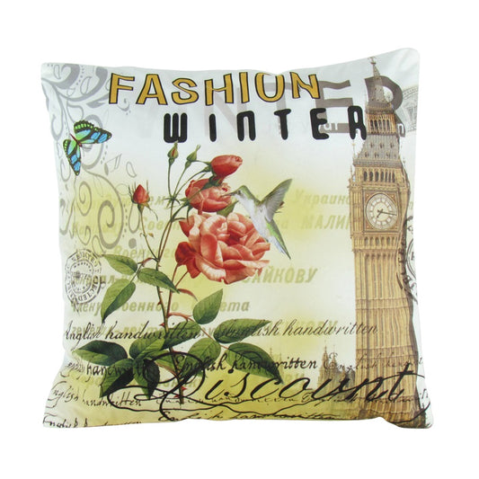 Printed Postcard Decorative Pillow  17"X17"