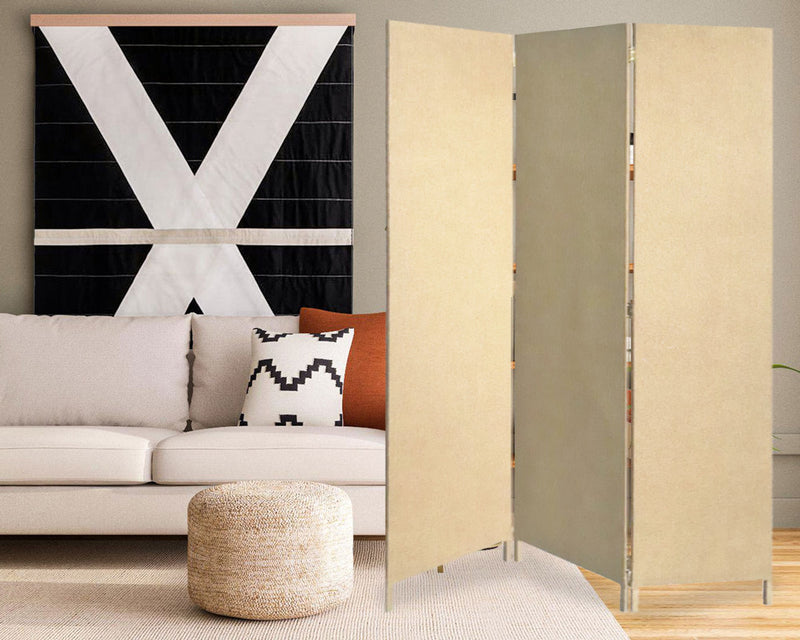 Screen Gems Fabric Soho Screen 3-Panel Beige-zoom-