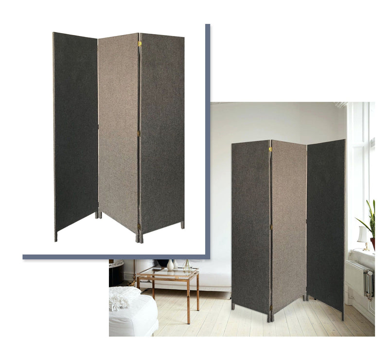 Screen Gems Fabric Soho Screen 3-Panel Grey-zoom-