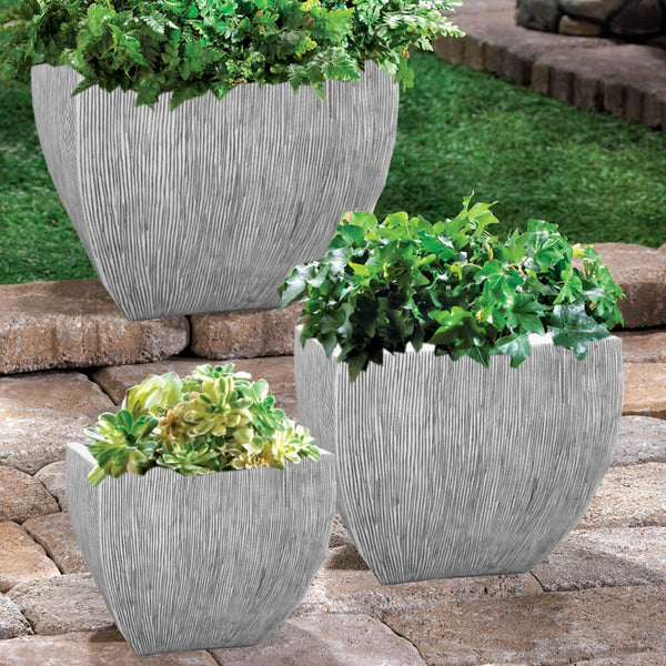 Square Ribbed Flower Pot