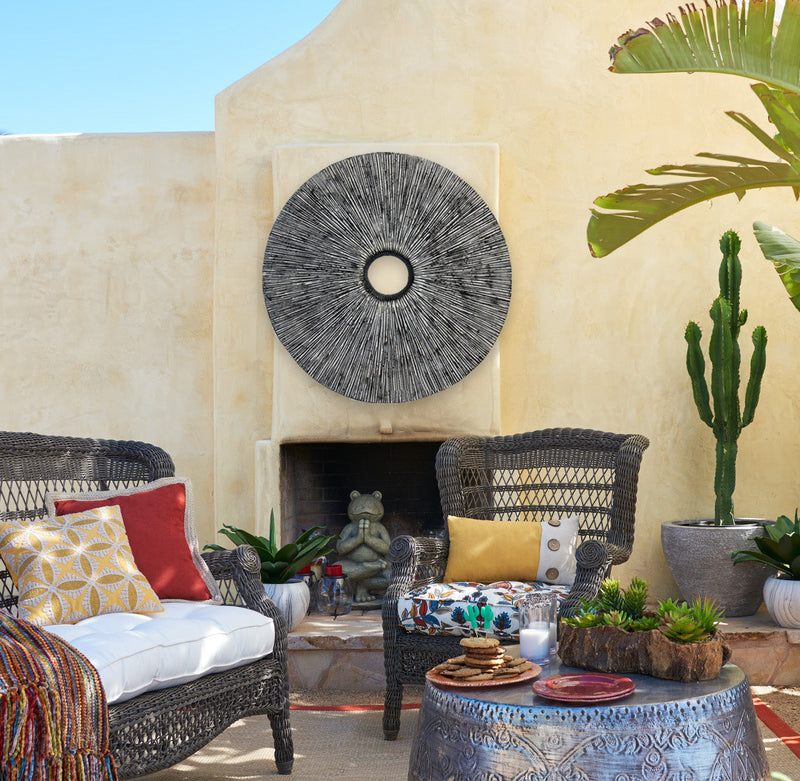 Sandstone Ribbed Round Wall Art Middle Hole-zoom-