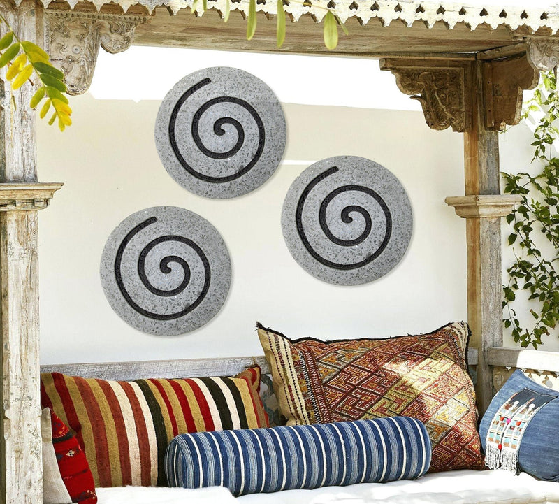 Sandstone Fine Polished Round Wall Decor W/Glass Pieces, Circle Design 19 X 2.5-zoom-