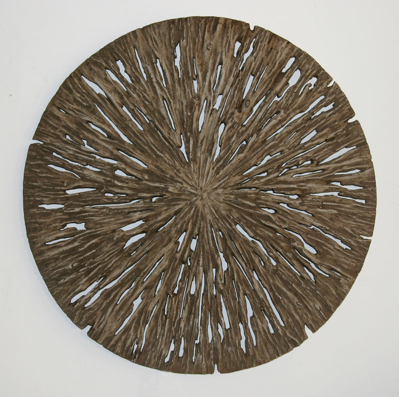 Round Wall Decor, Rotten Wood Finish 14" X 2"-zoom-