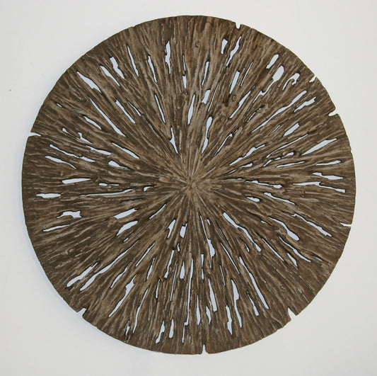 Round Wall Decor, Rotten Wood Finish 14" X 2"