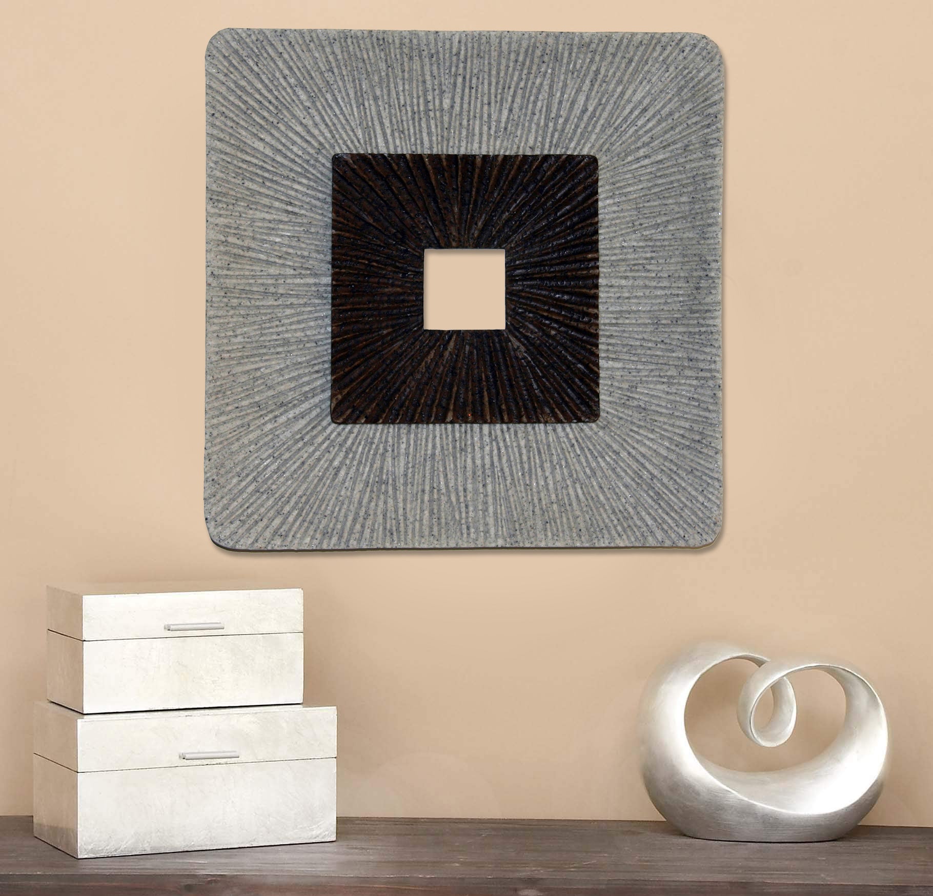 Square Wall Art, Ribbed Finish 14" X 2"